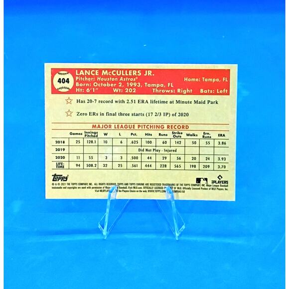 2021 Topps Chrome Platinum Anniversary - Lance McCullers Jr. #404 - Picture 4 of 4
